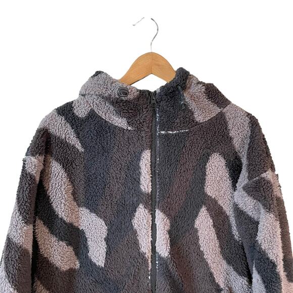 ZELLA Womens Cloud Soft Oversized Full Zip Hooded Teddy Coat Jacket Gray XS Boho - Picture 5 of 12